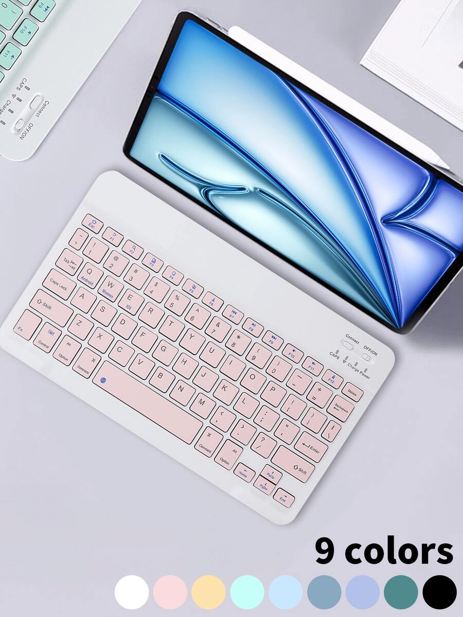 Keyboard Bluetooth Ultra Tipis Isi Ulang, Keyboard Nirkabel Portabel Ringkas (150mAh) Kompatibel dengan Tablet Galaxy Tab, Smartphone, Ponsel, Kompatibel dengan Android, iOS, Windows, Hadiah Kembali ke Sekolah - View 1