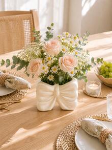 1pc Oversized Bow Decor Vase, Cute Ribbon Design Vase, Suitable For Home Decor, Living Room Tabletop, Bedroom Shelf And Gift Display - 1PC - View 6