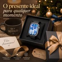 Novo relógio inteligente, Smartwatch para Homens e Mulheres, tela HD de 1,83 polegadas, caixa em titânio e inclui 2 pulseiras. Suporta mais de 100 modos esportivos, mais de 100 mostradores digitais para escolher e também permite personalizar mostradores (DIY). Incorpora múltiplos aplicativos inteligentes - Visão 9