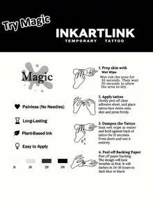 INKARTLINK 1PC Street Graffiti Pattern Tattoo Sticker, Temporary Waterproof Body Art Tattoo Sticker, Lasts 2-5 Days, Water Transfer Color Tattoo Sticker, Suitable For Men And Women, Essential For People, Party Decoration, Festival Body Decoration - Black - View 5