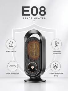 SOKANY PTC Ceramic Space Heater Portable Electric Desktop Heater Fast Heating 60° Wide Angle Warm Air Touch Control 1-8H Timer Intelligent Constant Temperature Suitable For Home Office Bedroom - Black - View 8