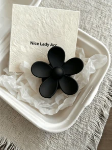 2件組啞光花朵髮夾，純色花卉髮夾，極簡風女性髮飾，適合日常配戴與休閒度假造型 - 多色-E款 - 查看 3