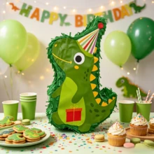 39*25*7cm Green Dinosaur Piñata 1pc (Can Be Filled With Candy, Confetti, Etc.) - A - View 7