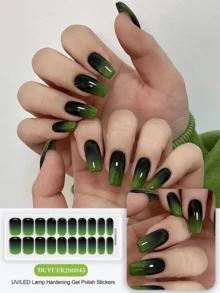 Bandes de gel à ongles semi-durcies, 20 pièces, enveloppes de qualité salon longue durée, autocollants de gel à ongles faciles à appliquer et à retirer avec lumière UV - Vert - Voir 7