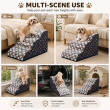 Flannel Grey Heart Print Pet Ramp Stairs For Sofa Bed, Foam Step Slope For Cats And Small Dogs - Grey - View 4