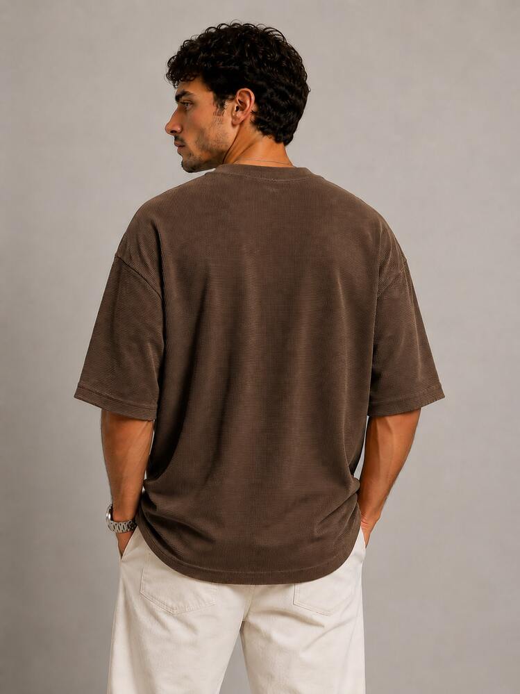 RelaxMax Men's Casual Oversized Textured Mesh Shirt Kit 2 - Black and Brown - View 3