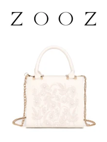POHO ZOOZ Brand Luxury Women's Handbag Co-Branded Customized Embroidered Medium Square Tote Bag - White - White - View 1