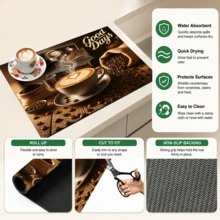 1pc Coffee Pattern Diatomaceous Earth Kitchen Drain Mat, Absorbent Dish Drying Mat, Coffee Machine Mat, Dishwashing Mat, Sink Mat, Kitchen Countertop Protector, Suitable For Cups, Plates, Tableware And Kitchen Decor - Multicolor - View 10