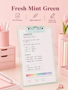 1pc Multicolor Transparent Acrylic A4 Clipboard, Built-In Ruler And Pen Clip, Hanging Hole Document Writing Board, Practical Gift, Study And School Supplies, Popular Desktop Office File Storage Organizer - Multiple Styles - View 4