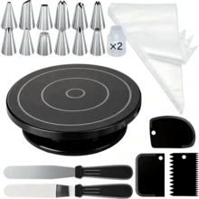 220pcs Cake Decorating Tools, Includes 11-Inch Cake Turntable, 200 Thickened Piping Bags, 12 Piping Tips, 2 Couplers, Cake Spatula And Other Piping Tools, Suitable For Home Baking, Buttercream Frosting DIY - View 2