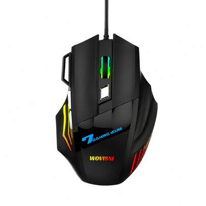Ratón Gaming con Cable USB 1600DPI, Diseño Ergonómico con Retroiluminación LED, Rueda de Desplazamiento para PC, Laptop y Oficina