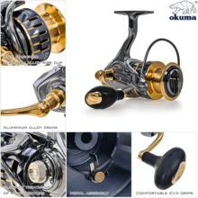 O Ku Ma Spinning Reel, 18KG Drag, 13+1 Bearings, Metal Spool Saltwater Fishing Reel - Multicolor - View 5