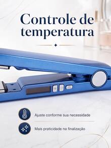 Kit 2 Chapinhas Alisadoras de Cabelo com Controle de Temperatura para Alisar e Modelar - Azul - Visão 6