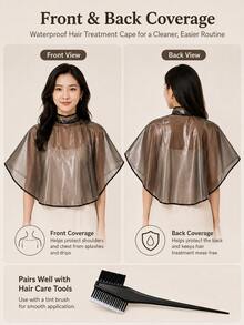 Oversized Waterproof Hairdressing Cape, Hair Dye Cape For Hair Coloring Cutting Perming And Styling, Reusable Hair Salon Apron With Full Coverage Design, Professional Hair Care Accessory For Home Salon And Beauty Use - Default - View 4