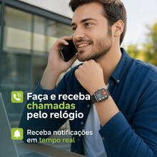 Novo relógio inteligente, Smartwatch para Homens e Mulheres, tela HD de 1,83 polegadas, caixa em titânio e inclui 2 pulseiras. Suporta mais de 100 modos esportivos, mais de 100 mostradores digitais para escolher e também permite personalizar mostradores (DIY). Incorpora múltiplos aplicativos inteligentes - Visão 3