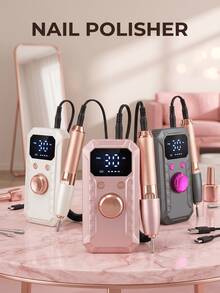 LEVIATECH 1 buah Mesin Bor Kuku Elektrik Isi Ulang Profesional, E-File Portabel 1800mAh dengan Layar LCD, 11 Mata Bor, Kecepatan yang Dapat Diatur & Rotasi Maju/Mundur untuk Penghapusan Kuku Akrilik Gel, Manikur, Pedikur, Penggunaan di Rumah & Salon - MultiWarna - View 10