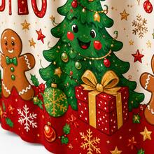 Cute Christmas Tablecloth With Ho Ho Ho Lettering, Cartoon Christmas Tree Gingerbread Gift Print Polyester Fabric, Suitable For Children's Holiday Party, Family Gathering, Classroom Decoration And Christmas Dessert Table - A - View 6