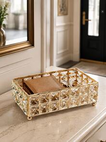Luxury Gold Square Storage Box, Suitable For Storing Cosmetics, Makeup Tools, Watches, Keys, Etc., Can Be Used As Desktop Organizer Or Decorative Item For Bathroom, Bedroom, Entryway - Multicolor - View 6