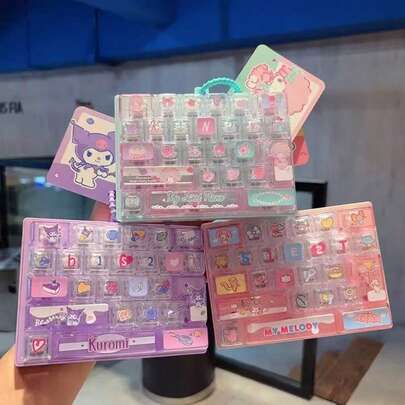 Gantungan Kunci Keyboard Mekanik 26 Tombol Seri Sanrio, Gantungan Kunci Tombol Pereda Stres, Liontin Gantungan Tas, Hadiah Liburan Natal dan Halloween.
