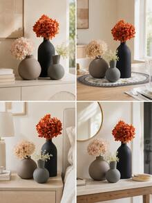 1pc Modern Minimalist Resin Vase Set, Black Brown And Gray Decorative Flower Vases For Dried Or Artificial Flowers, Tabletop Home Decor For Living Room, Dining Table, Entryway, Bookshelf, Office, Coffee Table And Housewarming Gift - A - View 6