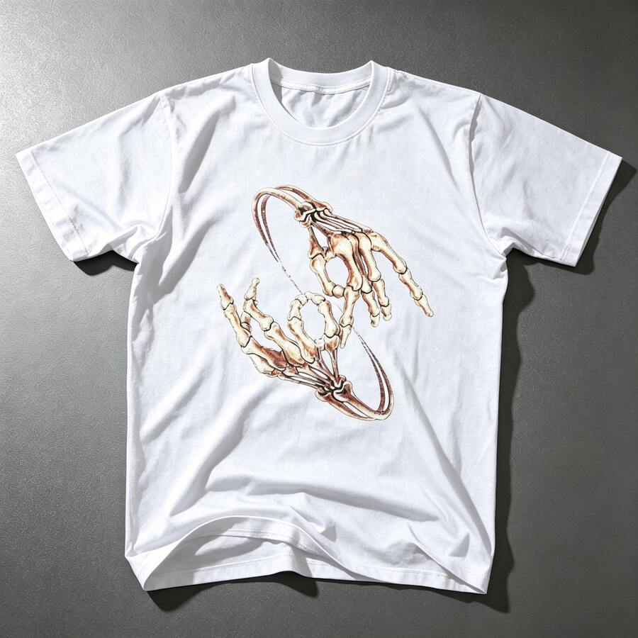 Unisex Vintage KORN Logo Tour 2005 Bone Hand T-Shirt, Thick Black Cotton, Loose Fit, Sizes S-3XL, Summer Tops - White - View 1