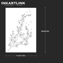 INKARTLINK 1pc Floral Branch Petal Tattoo Sticker, Temporary Waterproof Body Art Tattoo Sticker, Lasts 2-5 Days, Water Transfer Color Tattoo Sticker, Suitable For Men And Women, Essential For People, Party Essential Decoration, Holiday Celebration Body Decoration - Black - View 4