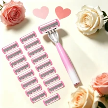 Women's Gradient Pink Manual Razor Set, 6/12/18pcs 6-Layer Replacement Blades, Washable Shaving Razor For Intimate Areas, Underarm Hair, Leg Hair, Shaving Tool, Close-Fitting Grooming Razor, Shaving Razor, Gentle And Summer Refreshing Shaving, High Cost-Performance Durable Shaving Razor - 1 Handle + 12 Replacement Blades - View 4