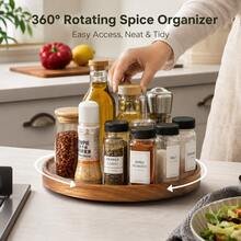360° Rotating Round Wooden Turntable, Multi-Functional Kitchen Countertop, Cabinet And Bathroom Spice Storage Tray, Easy To Clean, Ideal Gift For Father's Day, Housewarming And Birthday - View 7