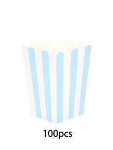 10pcs/20pcs/50pcs Kotak Popcorn Mini Bergaris Biru & Putih, Kantong Popcorn Permen Snack, Wadah Popcorn, Kotak Popcorn, Gelas Dekorasi Pesta Film, Wadah Kertas, Pesta Ulang Tahun, Dekorasi Pesta Pengungkapan Jenis Kelamin Bayi - Biru dan Putih - View 10