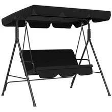 3-Seater Swing Garden Lounge Swing Bench, Weather-Resistant, 172 Cm X 110 Cm X 153 Cm, Black - 黑色 - 查看 3