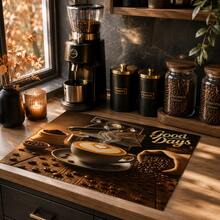 1pc Coffee Pattern Diatomaceous Earth Kitchen Drain Mat, Absorbent Dish Drying Mat, Coffee Machine Mat, Dishwashing Mat, Sink Mat, Kitchen Countertop Protector, Suitable For Cups, Plates, Tableware And Kitchen Decor - Multicolor - View 4