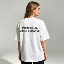 Women's Simple Printed Round Neck Short Sleeve T Shirt - 白色 - 查看 1