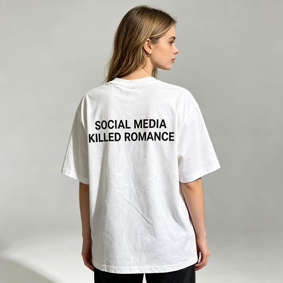 Women's Simple Printed Round Neck Short Sleeve T Shirt - 白色 - 查看 1