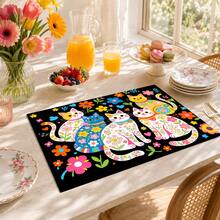 1pc Cat Pattern Printed Diatom Mud Kitchen Drain Mat, Absorbent Dish Drying Mat, Coffee Machine Mat, Dishwashing Mat, Sink Mat, Kitchen Countertop Protector, Suitable For Cups, Plates, Tableware And Kitchen Decor - Multicolor - View 2