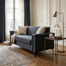 Sofa Grey Made Of Wood For Living Room - Dark Grey 2 Seat - View 6