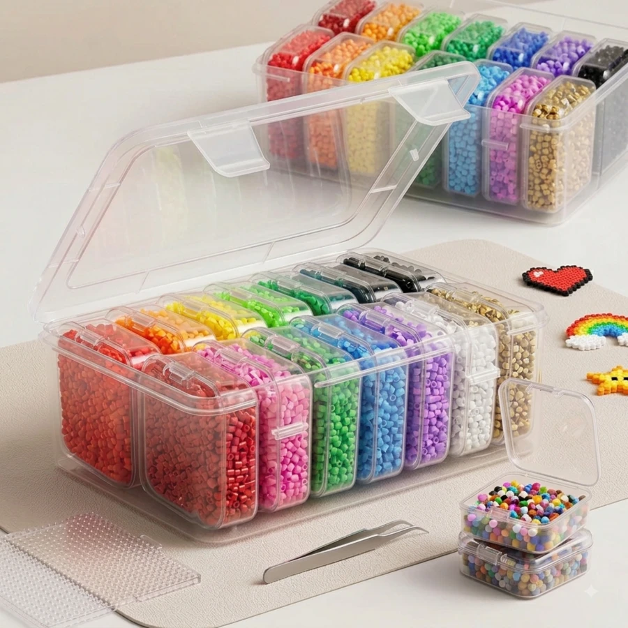 31pcs Transparent Plastic Storage Box, Perler Bead Storage, Gift Box Jewelry Box Accessory Storage Box, Packaging Box Mini Transparent Bead Storage Box With Hinged Lid, Space Saving, Back To School - A - View 1