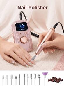 LEVIATECH 1pc Professional Rechargeable Electric Nail Drill, 1800mAh Portable Electric File With LCD Display, 11 Drill Bits, Adjustable Speed And Forward/Reverse Rotation, Suitable For Acrylic Gel Nail Removal, Manicure, Pedicure, Home And Salon Use - Multicolor - View 1