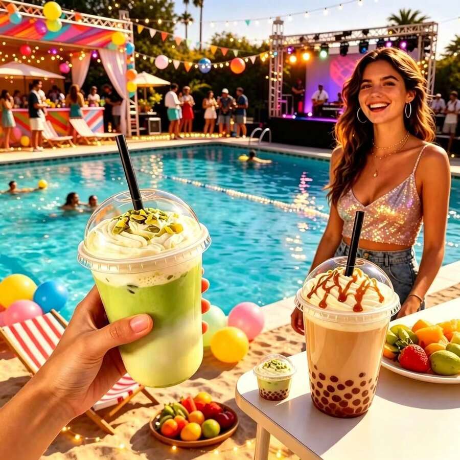 Domed Lid Straw Handheld Container, Stackable Outdoor Picnic Container, Suitable For Enjoying Fruit Smoothies, Mango Smoothies And Other Drinks On The Lawn, Creating A Relaxed Outdoor Dining Atmosphere. - View 1