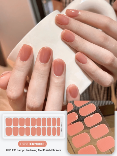 Semi Cured Gel Nail Strips, 20Pcs Long Lasting Salon Quality Wraps, Easy Apply & Remove Gel Nail Stickers With UV Light