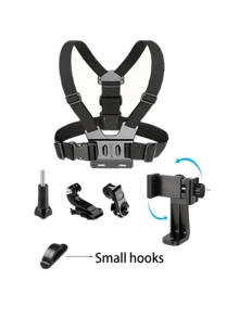 Universal Adjustable Chest Mount Strap, Phone Holder, Live Streaming Phone Mount, Chest & Shoulder Strap, Extreme Sports Camera Mount, First-Person View Fixing Accessory, Adjustable Chest Mount Bracket, Phone Chest Strap Fixer, Head Mount Bracket Kit, Suitable For Sports Recording, Outdoor Cycling Recording - Black - View 10