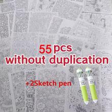 25/55/100pcs Hewan Kartun, Gambar Garis Berwarna-warni, Set Sketsa Sederhana, Set 10 Pena Pigmen Warna, Bahan Lukisan, Penghilang Stres dan Lukisan Imitasi, Gambar dengan Benang Pancing - B - View 11