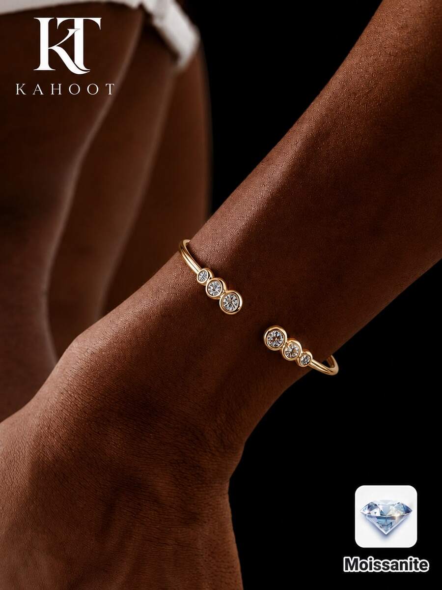 KAHOOT 925 Sterling Silver Moissanite Bracelet, Suitable For Men And Women, Essential Gift, Suitable For Party Wear, Comes With Gift Box And GRA Certificate