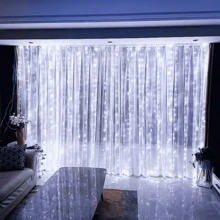 LED Garland Curtain Lights, 8 Modes, With USB Remote Control, Suitable For Wedding, Christmas, Home, Holiday Decoration - White - View 4
