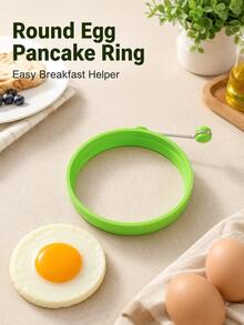 1pc Round Green Egg Pancake Mold, Breakfast Shaping Ring, Easy Release With Handle, Mini Pancake Sandwich Cooking Tool, Suitable For Brunch Home Kitchen Meal Prep Daily Use - Green - View 6