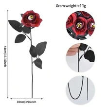 10Pcs Scary Eyeball Dark Red Fake Rose Branches Halloween Vase Bouquet Accessories - Multicolor - View 29