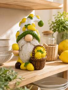 1pc Lemon Gnome Figurine, Cute Farmhouse Style Kitchen Decor, Spring Summer Lemon Mini Ornament, Suitable For Tiered Tray, Countertop, Coffee Bar, Shelf And Desk, Sweet Gift For Women, Mom, Friends And Gnome Lovers - Lemon - View 2