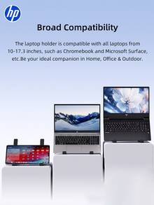 HP Portable Folding Laptop Stand: Aluminum Alloy Material, Adjustable Ergonomic Height Riser, Hollow Heat Dissipation Design, Non-Slip And Stable, Suitable For Most Laptops And IPads, Black. - View 6