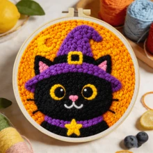 2D Beginner Punch Needle Embroidery Kit With Frame, Halloween Theme ,20*20cm/7.9*7.9in Pre-Printed Pattern DIY Punch Needle Set, Complete Yarn & Punch Tool Kit, Handmade Wall Decor For Living Room Bedroom, Ideal Birthday Gift - Halloween - View 19