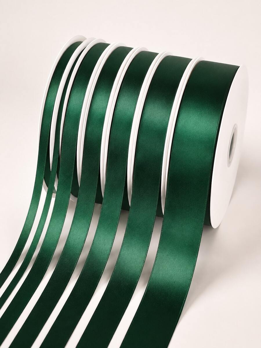 10 Yards Premium Forest Green Satin Ribbon, Double-Sided Forest Green Silk Ribbon, Suitable For Christmas Gift Wrapping, Vintage Wedding Decoration, Bouquet Bows And DIY Crafts. - Forest Green Ribbon - View 1