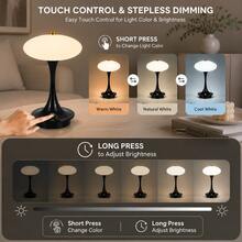 Wireless Induction Mushroom Lamp - USB Rechargeable, Touch Switch, 3 Colors/Brightness Adjustable, Adds Atmosphere, Bedside Night Light, Modern Home Decor, Suitable For Living Room, Bedroom, Vanity, Office, Patio, Perfect Gift - Desk Lamp - View 3